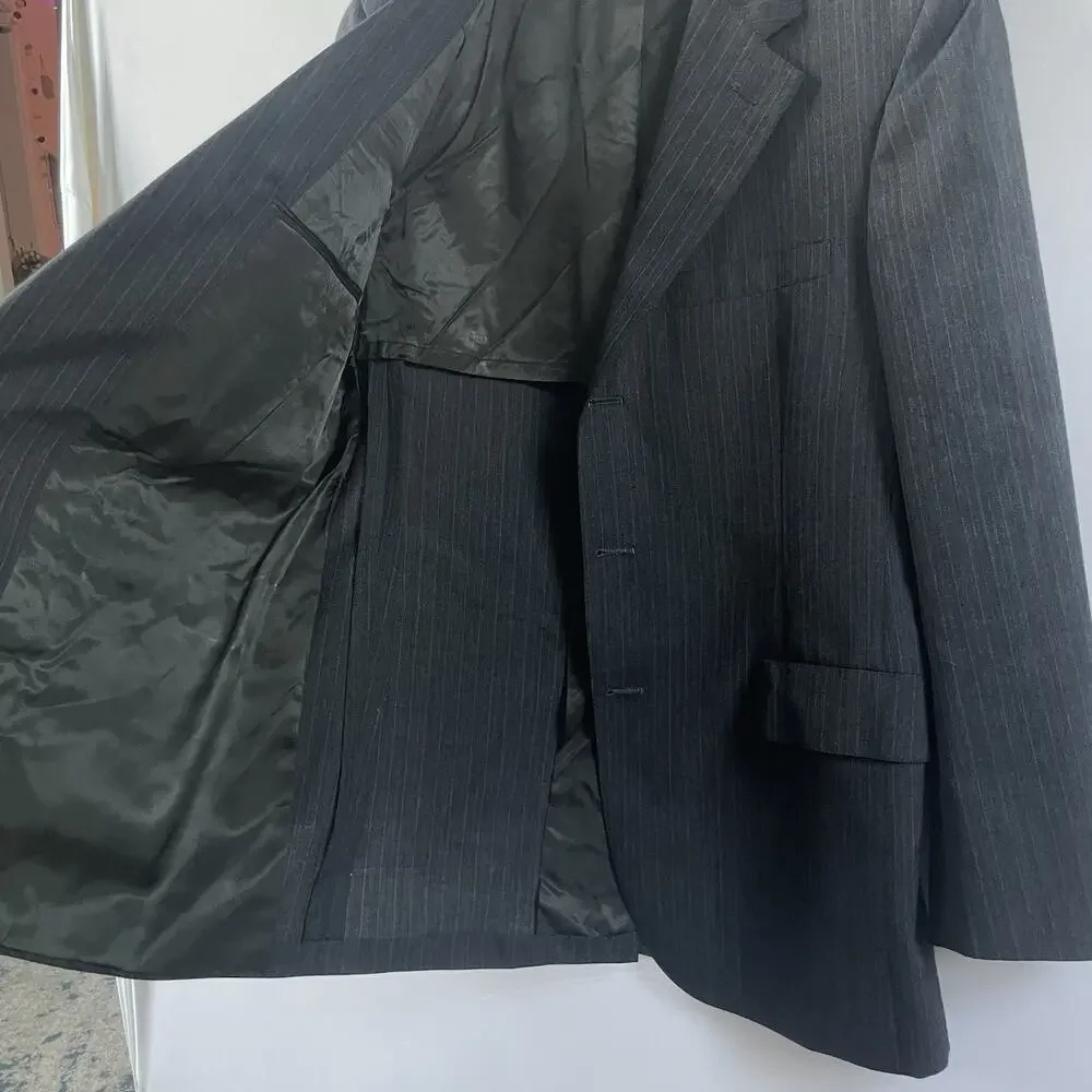 Vtg Brooks Brothers Brooksgate Wool Blazer Gray Pinstripe‎ 38R Classic Fit USA